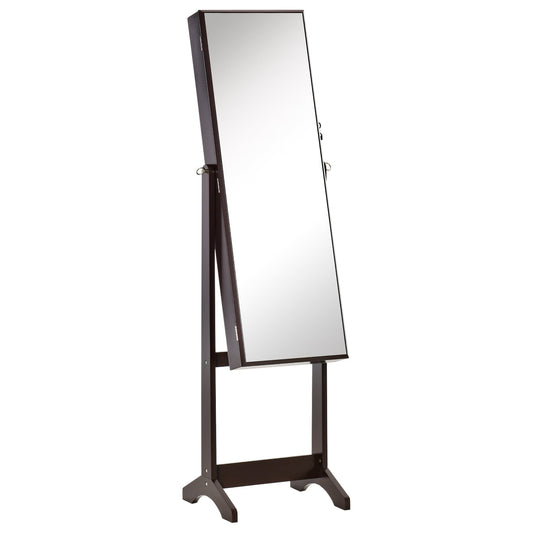 Jewelry Cabinet Floor Standing, Lockable Jewelry Organizer with Full-Length Mirror, 3 Angle Adjustable, Brown at Gallery Canada