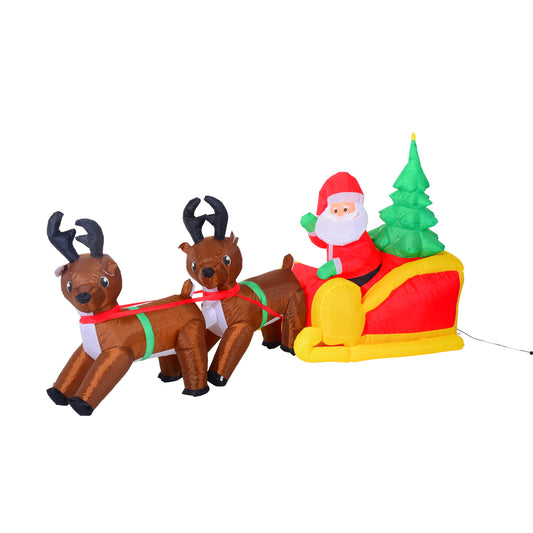 7' Inflatable Christmas Santa in Sleigh Reindeer LED Lighted Decoration - Gallery Canada