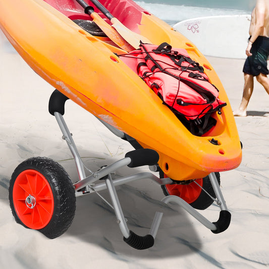 Kayak Cart Aluminum Boat Canoe Carrier Dolly Trolley Transport Trailer with Airless Beach Tires for Sand, Silver - Gallery Canada