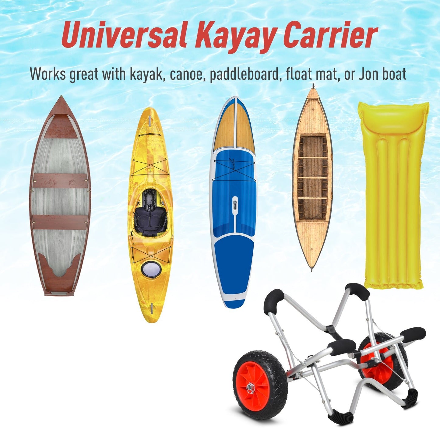 Kayak Cart Aluminum Boat Canoe Carrier Dolly Trolley Transport Trailer with Airless Beach Tires for Sand, Silver at Gallery Canada