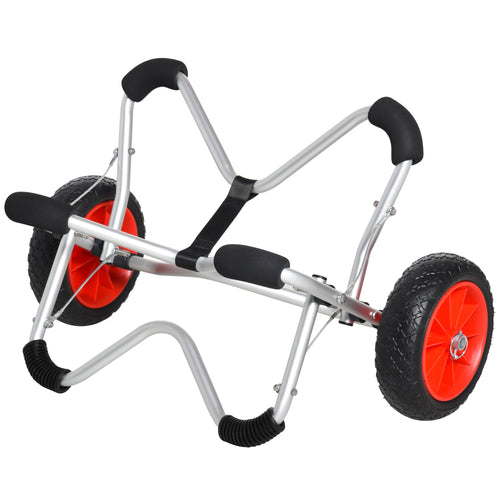 Kayak Cart Aluminum Boat Canoe Carrier Dolly Trolley Transport Trailer with Airless Beach Tires for Sand, Silver