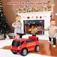 Thumbnail for Kids Push Ride On Fire Truck with Ladder Bubble Maker and Headlights