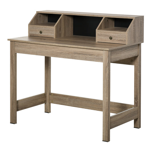 Rectangle Computer Desk with Display Shelves Drawers Home Office Table Workstation Natural Wood Grain at Gallery Canada