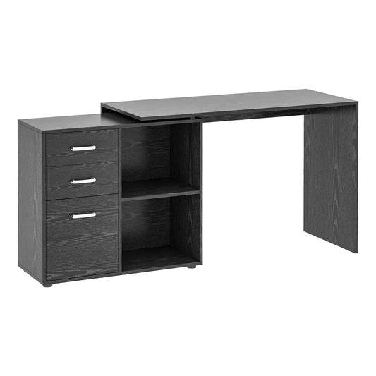 L-Shaped Corner Straight Writing Desk with Storage Shelf, Drawer, Home Office PC Table Computer Workstation, Black at Gallery Canada