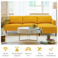 Thumbnail for L-Shaped Fabric Sectional Sofa with Chaise Lounge and Solid Wood Legs