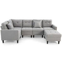 Thumbnail for L-shaped Sectional Corner Sofa Set with Storage Ottoman