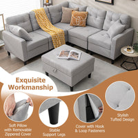 Thumbnail for L-shaped Sectional Corner Sofa Set with Storage Ottoman