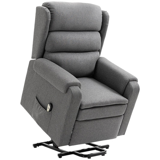 Lift Chair for Elderly, Power Chair Recliner with Footrest, Remote Control, Side Pockets for Living Room, Grey - Gallery Canada