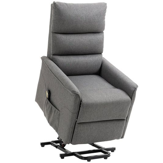 Lift Chair for Elderly, Power Chair Recliner with Remote Control, Side Pockets for Living Room, Dark Grey - Gallery Canada