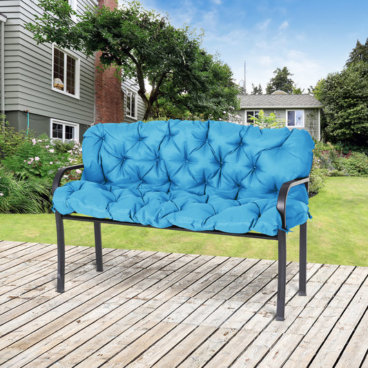 3-Seater Outdoor Bench Swing Chair Replacement Cushions with Backrest for Patio Garden, Turquoise - Gallery Canada