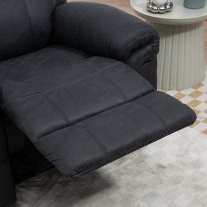 Manual Recliner Chair with Vibration Massage, Side Pockets, Microfibre Reclining Chair for Living Room, Black - Gallery Canada