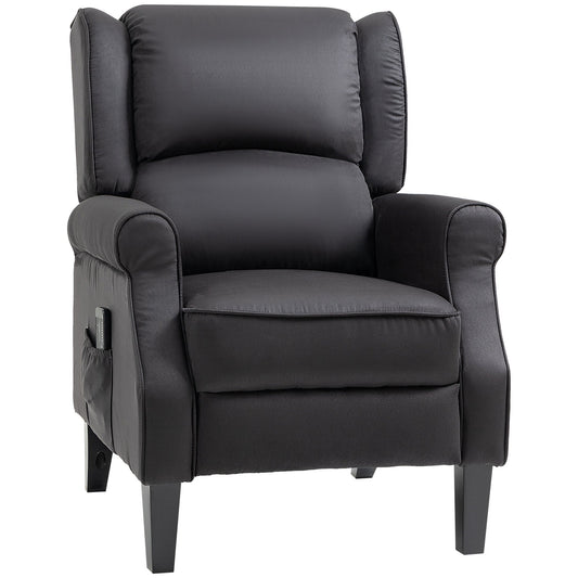 Massage Recliner Chair for Living Room, Push Back Recliner Sofa, Wingback Reclining Chair with Extendable Footrest, Remote Control, Side Pockets, Black - Gallery Canada