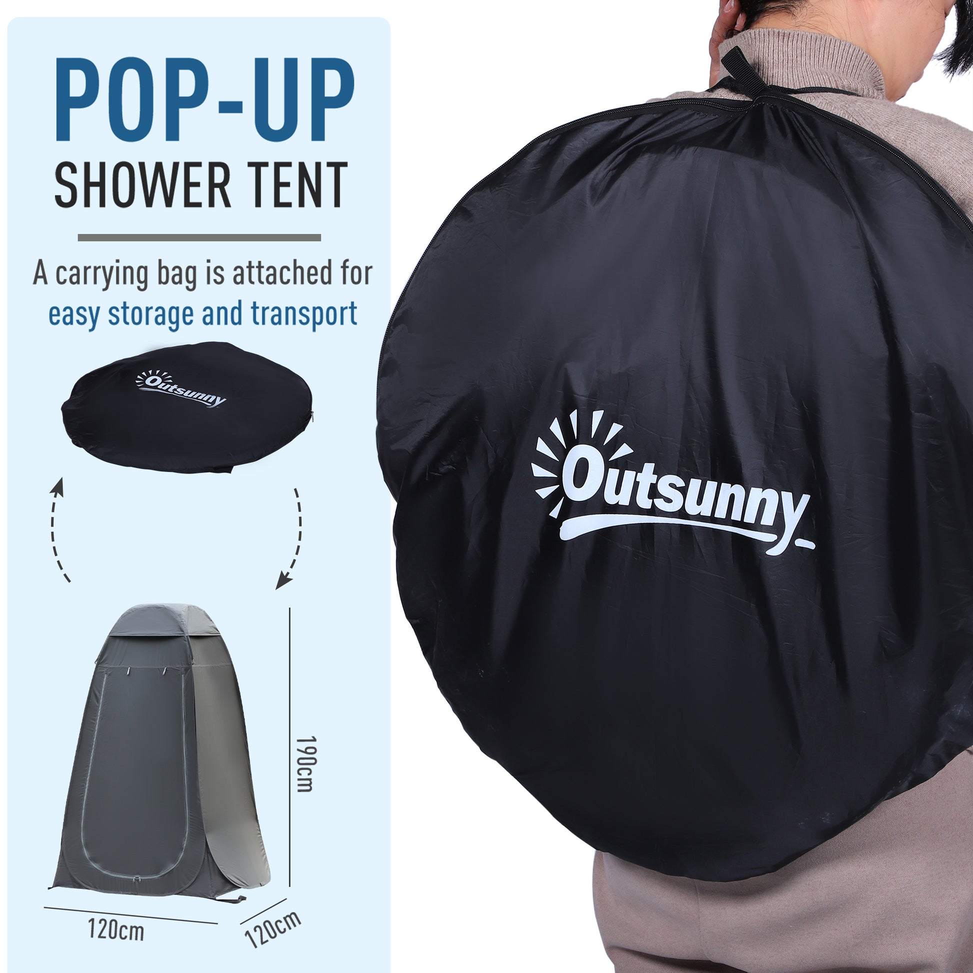 Pop Up Shower Tent, Portable Privacy Room for Outdoor Changing, Dressing, Fishing Storage with Carrying Bag, Black at Gallery Canada