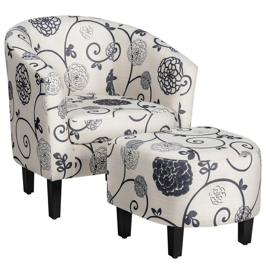 Modern Accent Tub Chair and Ottoman Set with Fabric Upholstered at Gallery Canada