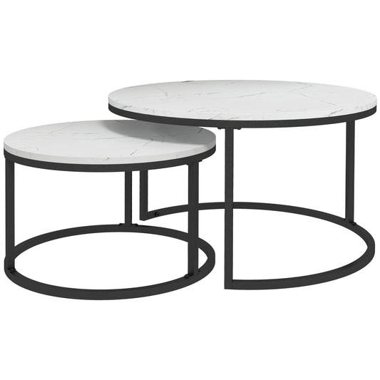 Modern Coffee Table Set of 2, Nesting Side Tables w/ Metal Base for Living Room Bedroom Office at Gallery Canada
