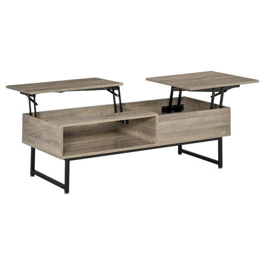 Modern Lift Top Coffee Table with Hidden Storage Compartment and Metal Frame, Convertible Console Tea Desk for Living Room, Grey at Gallery Canada