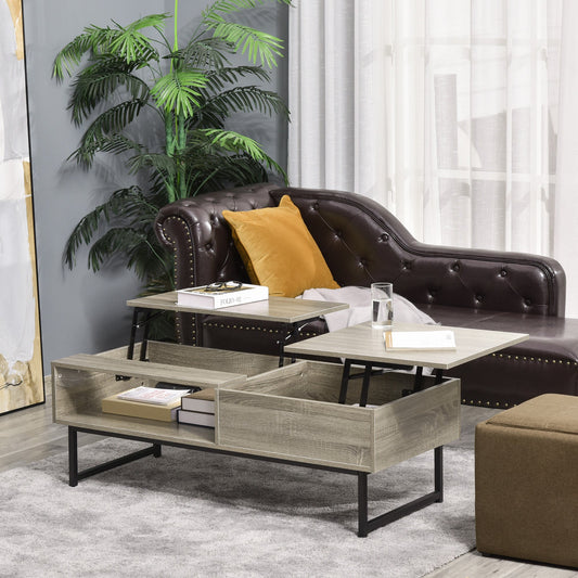 Modern Lift Top Coffee Table with Hidden Storage Compartment and Metal Frame, Convertible Console Tea Desk for Living Room, Grey - Gallery Canada