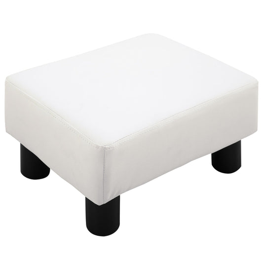 Modern Small Faux Leather Ottoman Footrest Sofa Side Stool Rectangle White - Gallery Canada