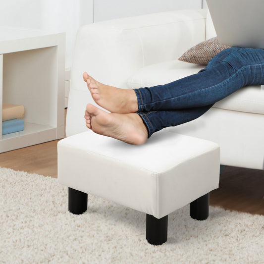 Modern Small Faux Leather Ottoman Footrest Sofa Side Stool Rectangle White - Gallery Canada