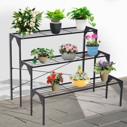 3 Tier Plant Stand Flower Display Shelf Freestanding Ladder Shelf Rack For Indoor Outdoor Use - Gallery Canada