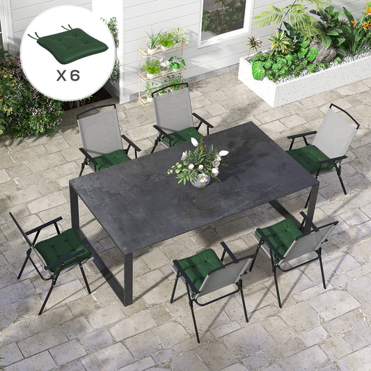 6-Piece Seat Cushion Replacement, Outdoor Patio Chair Cushions Set with Ties, Button Tufted, Dark Green - Gallery Canada