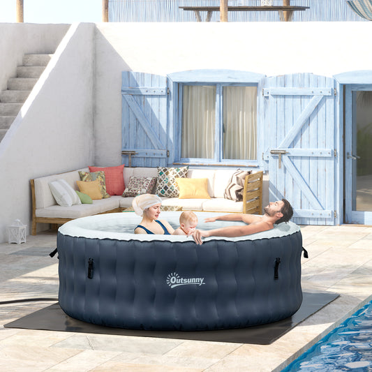 4-6 Person Inflatable Portable Hot Tub Outdoor Round Heated Spa with 108 Jets, Cover, Filter Cartridges, Dark Blue - Gallery Canada
