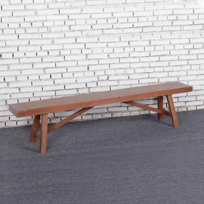 Outdoor Garden Bench, 79" Long Patio Wooden Picnic Bench for 3 People, Backless Oil Finished for Backyard and Porch, Brown - Gallery Canada