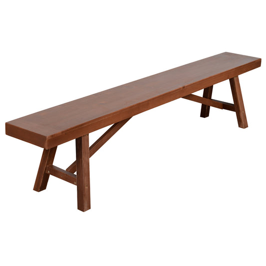 Outdoor Garden Bench, 79" Long Patio Wooden Picnic Bench for 3 People, Backless Oil Finished for Backyard and Porch, Brown at Gallery Canada