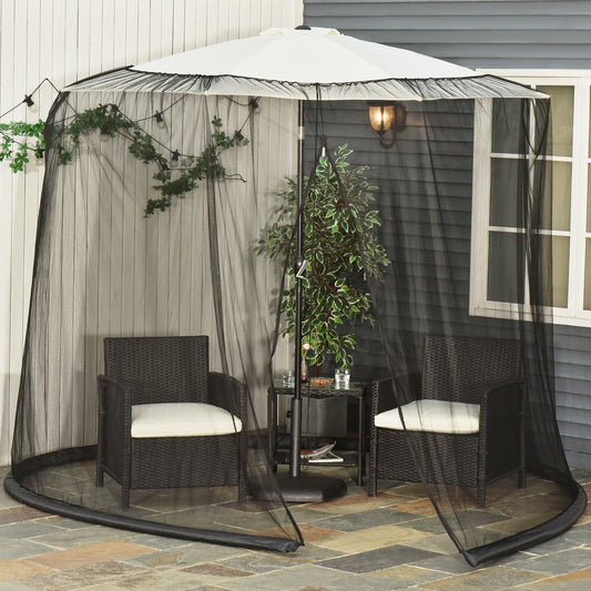 Outdoor Patio 7.5ft Umbrella Table Screen Mosquito Bug Net Garden Large Umbrella Cover Netting with Zippered Door, Black (Mosquito Netting ONLY) - Gallery Canada