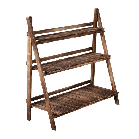 Outdoor Plant Stand, Foldable Flower Stand 3-Tier Wooden Plant Shelf for Garden Indoor Outdoor, 16" x 15" x 37'' at Gallery Canada