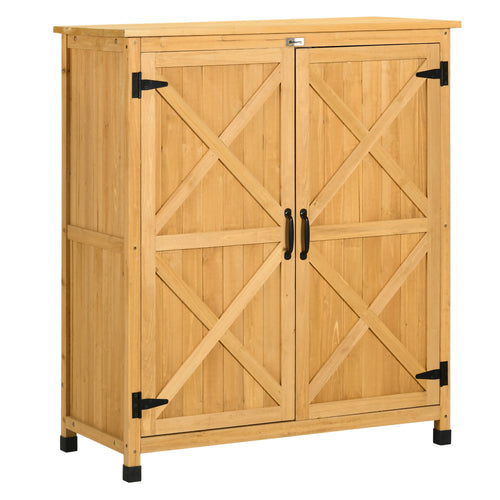 Outdoor Storage Cabinet &; Potting Table, Wooden Gardening Bench with Patio Cabinet and Magnetic Doors