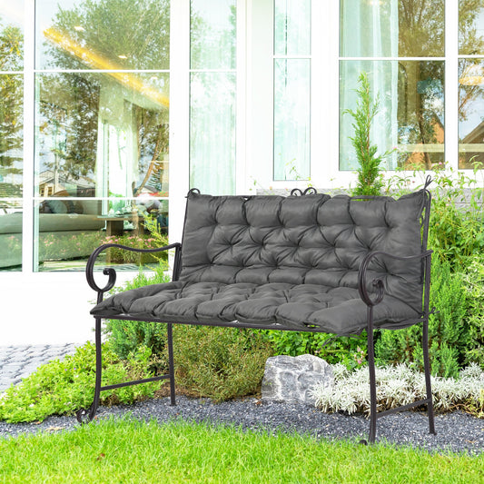 Patio Bench Cushion, 4.7 Inch Thick Outdoor Seat Cushions with Backrest, Thick Filling and String Ties, 3 Seater, Dark Gray - Gallery Canada