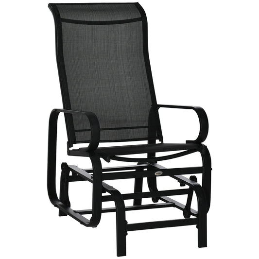 Patio Glider with Breathable Mesh Fabric, Outdoor Glider Chair, Garden Rocking Gliding Seat for Patio, Yard, Porch, Black - Gallery Canada