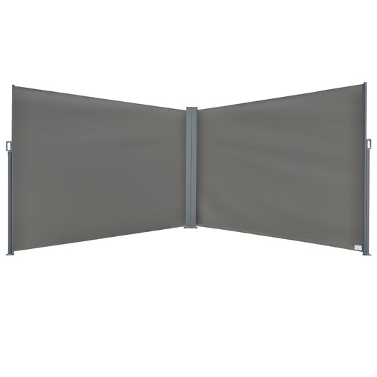 Patio Retractable Double Side Awning, Folding Privacy Screen Fence, Privacy Wall Corner Divider, Garden Outdoor Sun Shade Wind Screen, Grey at Gallery Canada