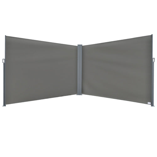 Patio Retractable Double Side Awning, Folding Privacy Screen Fence, Privacy Wall Corner Divider, Garden Outdoor Sun Shade Wind Screen, Grey