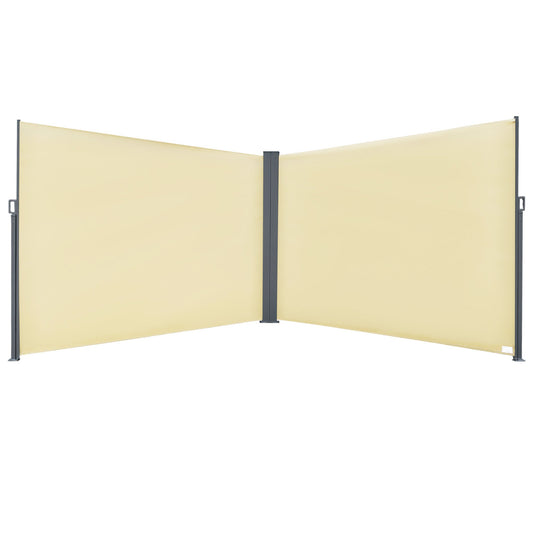 Patio Retractable Double Side Awning, Folding Privacy Screen Fence, Privacy Wall Corner Divider, Garden Outdoor Sun Shade Wind Screen, Indoor Room Divider, Awning Fence, Beige - Gallery Canada