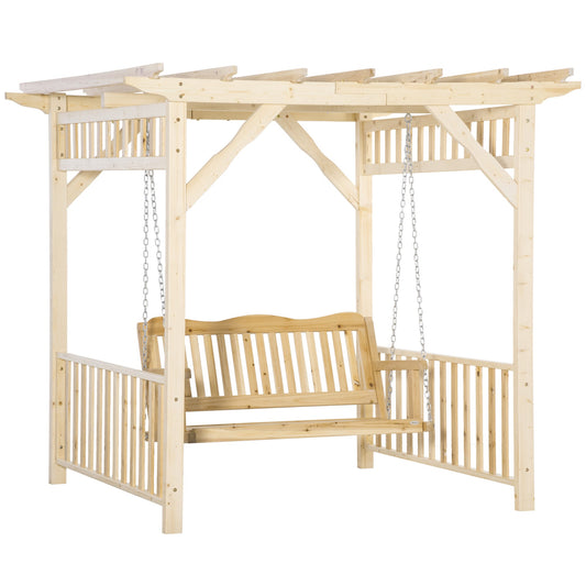 Patio Swing Chair with Pergola, 2-Person Wooden Gazebo Swing Bench Sun Shelter for Garden, Poolside, Backyard, Deck at Gallery Canada