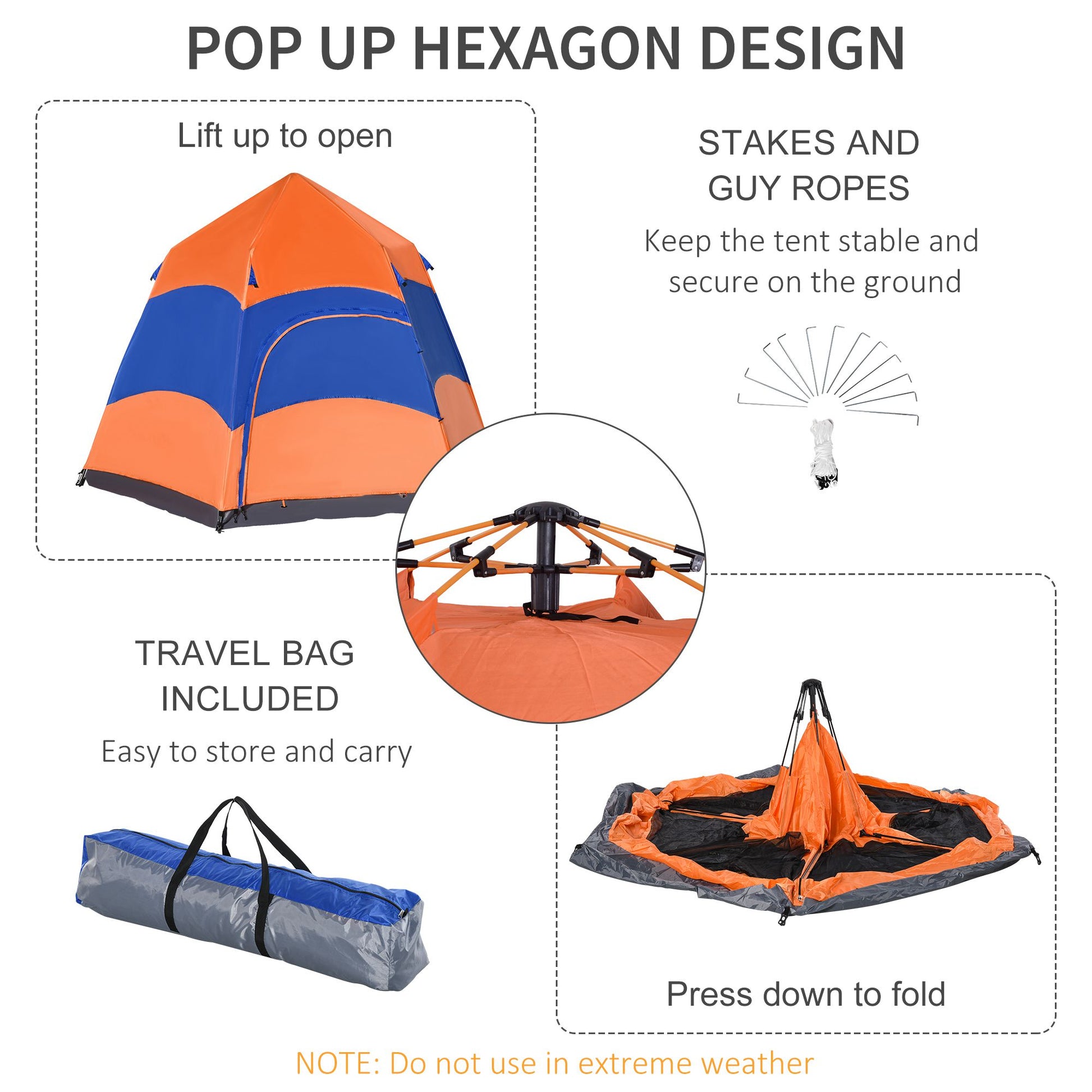 Hexagon Double Layer Easy Pop Up Camping Tent 4-6 Person Portable Folding Dome Shelter Hiking Travel Tent All Season Used at Gallery Canada