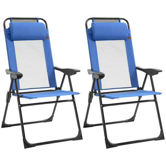 Double Camping Chairs Foldable w/ Reclining &; Headrest, Blue at Gallery Canada