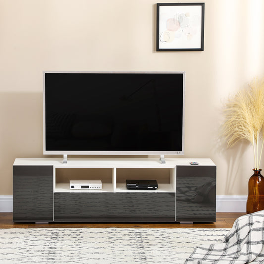 TV Stand for TVs up to 60", TV Unit with LED Lights, Storage Shelves and Cupboards, 53.9" x 13.8" x 16.5", Grey - Gallery Canada
