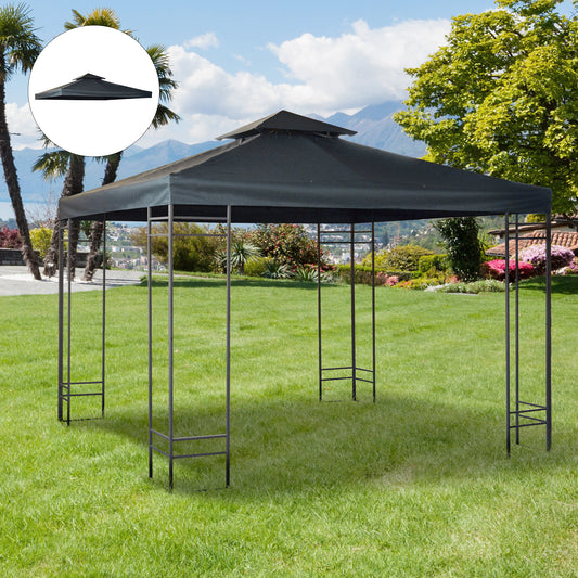 9.8' x 9.8' Square 2-Tier Gazebo Canopy Replacement Top Cover Outdoor Garden Sun Shade, Charcoal Grey - Gallery Canada