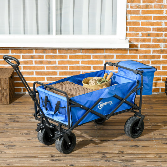 Steel Frame Folding Garden Cart, Collapsible Wagon Cart with Cooler Bag, Telescopic Handle and Carrying Bag - Gallery Canada