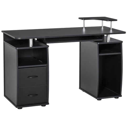 Computer Desk with Keyboard Tray, CPU Stand, Writing Desk with Drawers, Workstation for Home Office, Black at Gallery Canada