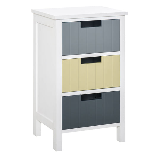 Bedside Table with 3 Drawers, Tall Nightstand for Bedroom, Modern Side Table with Storage, Multi-Colour - Gallery Canada