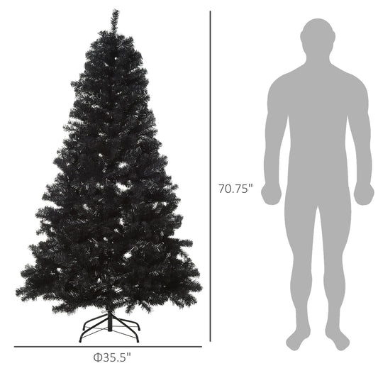 6ft Artificial Christmas Tree Unlit Douglas Fir with Realistic Branch Tips, Black Halloween Style at Gallery Canada