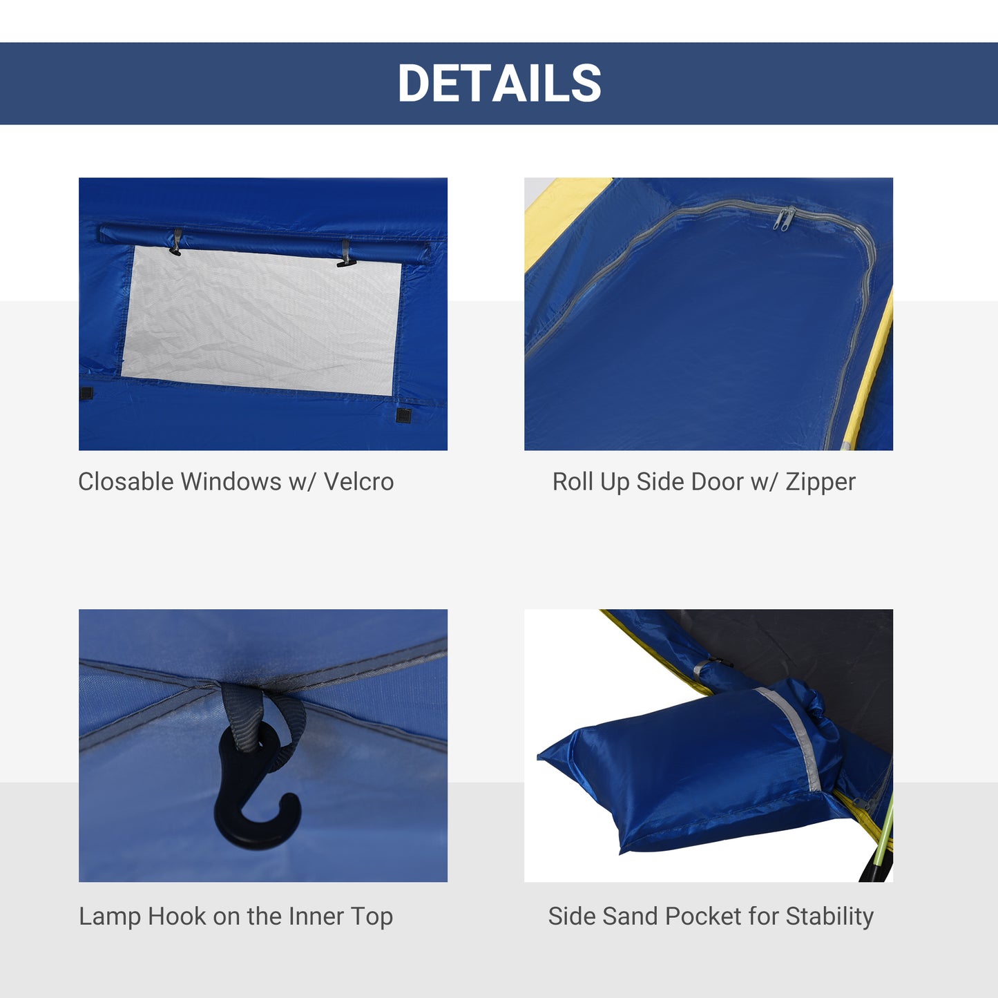 Pop Up Beach Tent for 1-2 Person, Partable Instant Sun Shelter with 2 Mesh Windows, 2 Doors, Carrying Bag, Dark Blue at Gallery Canada