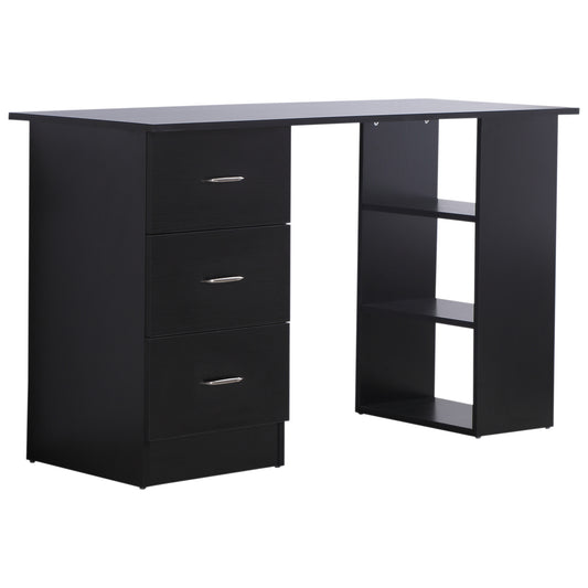 Computer Desk with 3-Tier Storage Shelves, 47 Inches Home Office Desk with Drawers, Study Writing Table, Black - Gallery Canada