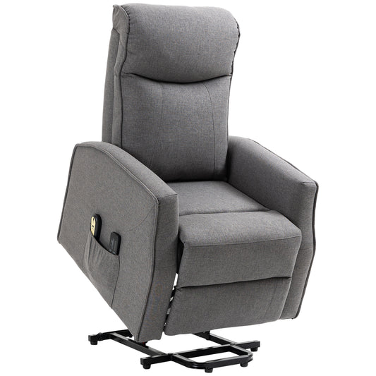 Electric Lift Chair, Power Chair Recliner with 8 Massage Vibration Points, Remote Control, Side Pockets, Dark Grey - Gallery Canada