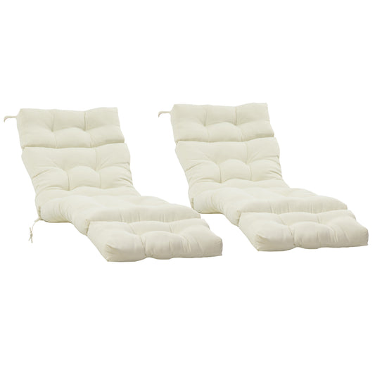 Set of 2 Outdoor Chaise Lounge Cushions, 72" x 22" x 4.7" Patio Lounge Chair Cushions with Ties for Outdoor, Indoor, Cream White - Gallery Canada