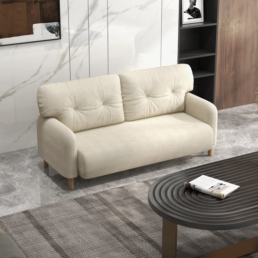 58" 2 Seat Sofa, Modern Love Seats Furniture, Upholstered 2 Seater Couch, Solid Wood Frame, Beige - Gallery Canada